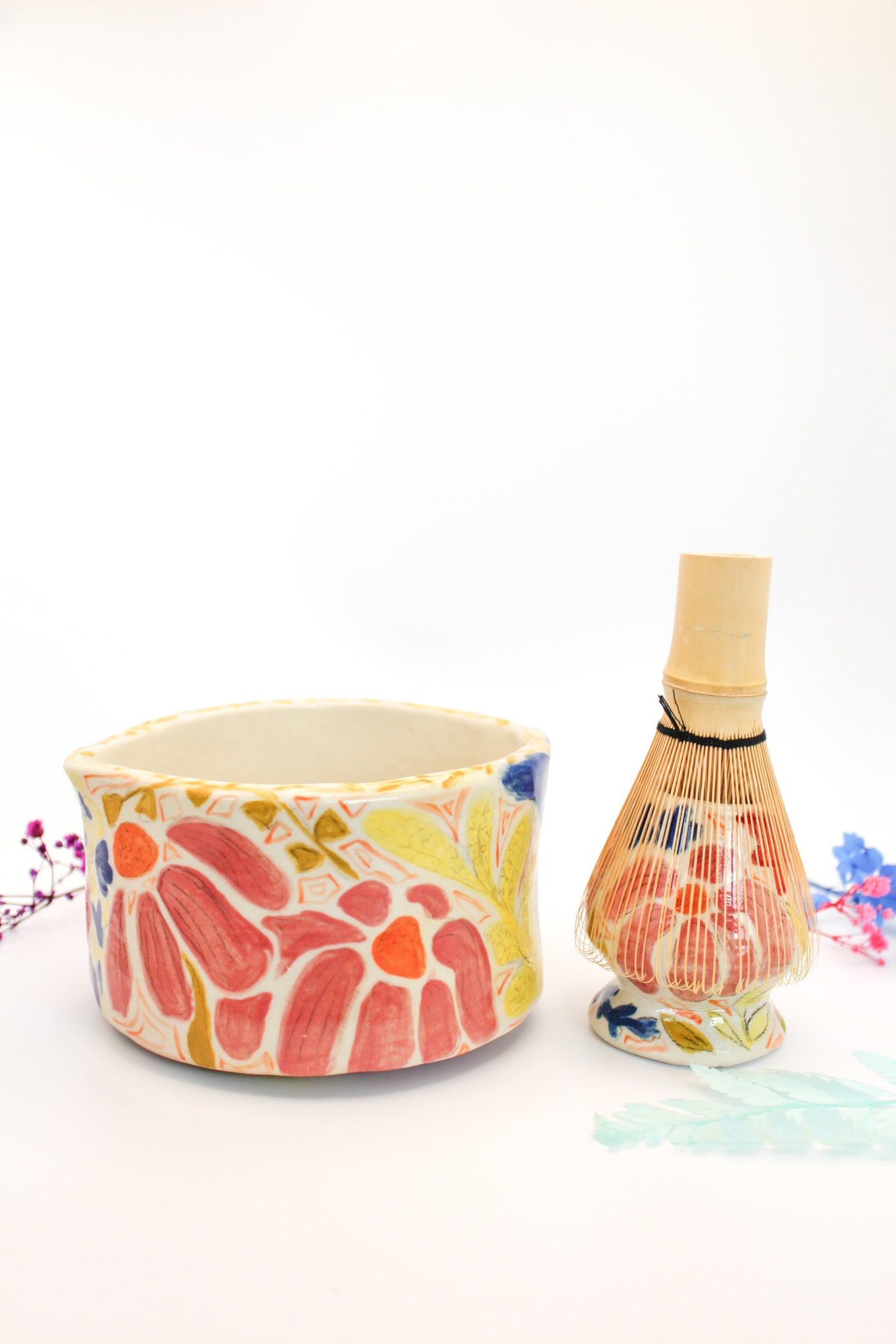 Jess Ceramic Matcha Bowl and Whisk Holder Set