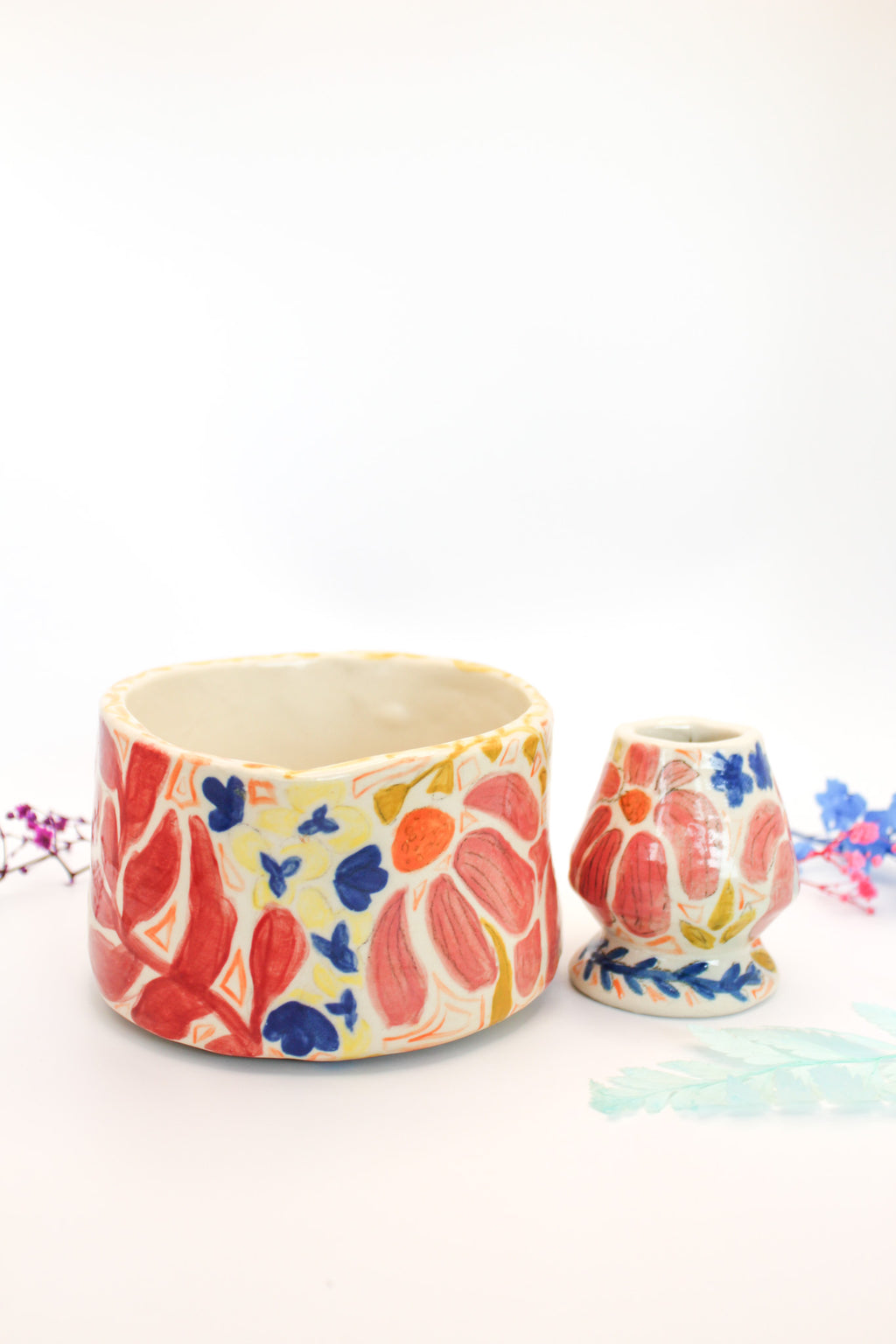 Jess Ceramic Matcha Bowl and Whisk Holder Set