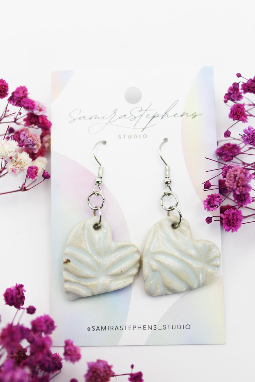 Ivy Ceramic Heart Earrings