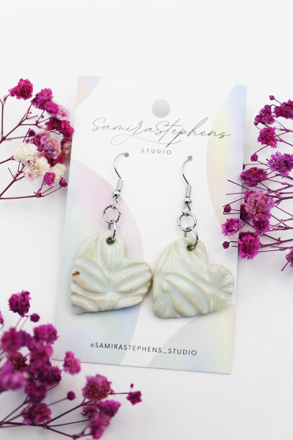 Ivy Ceramic Heart Earrings