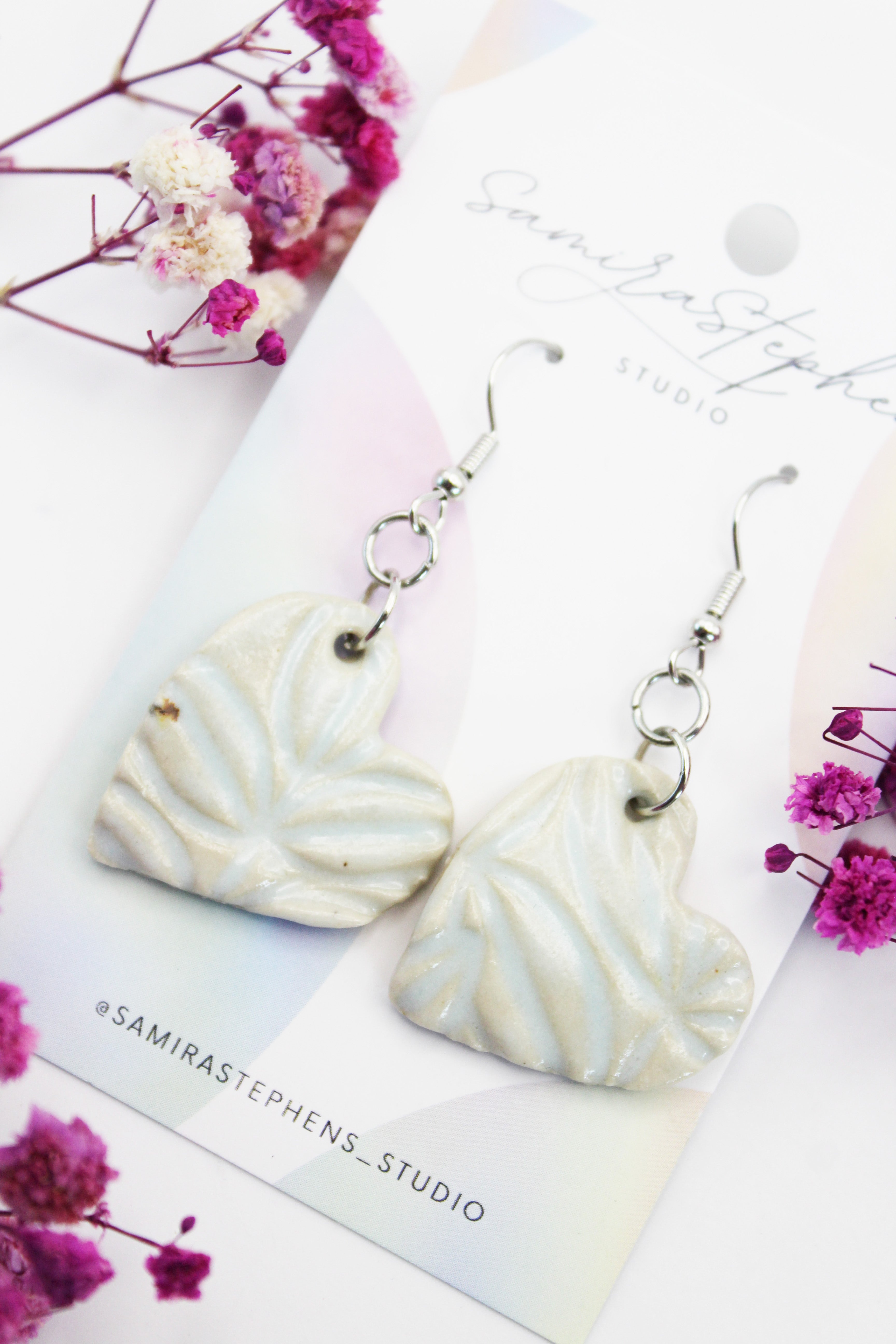 Ivy Ceramic Heart Earrings