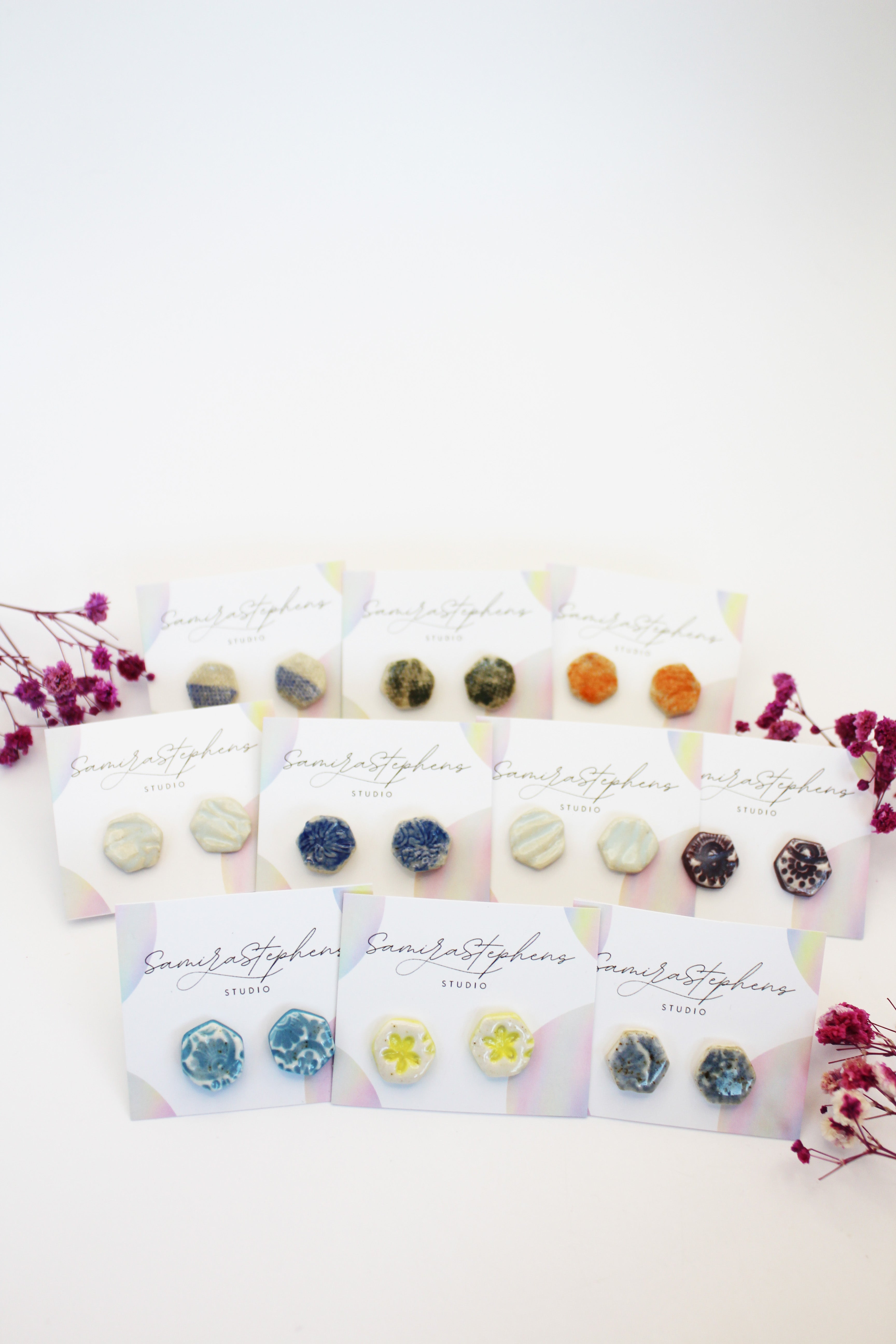 Rosanna Hexagon Ceramic Studs