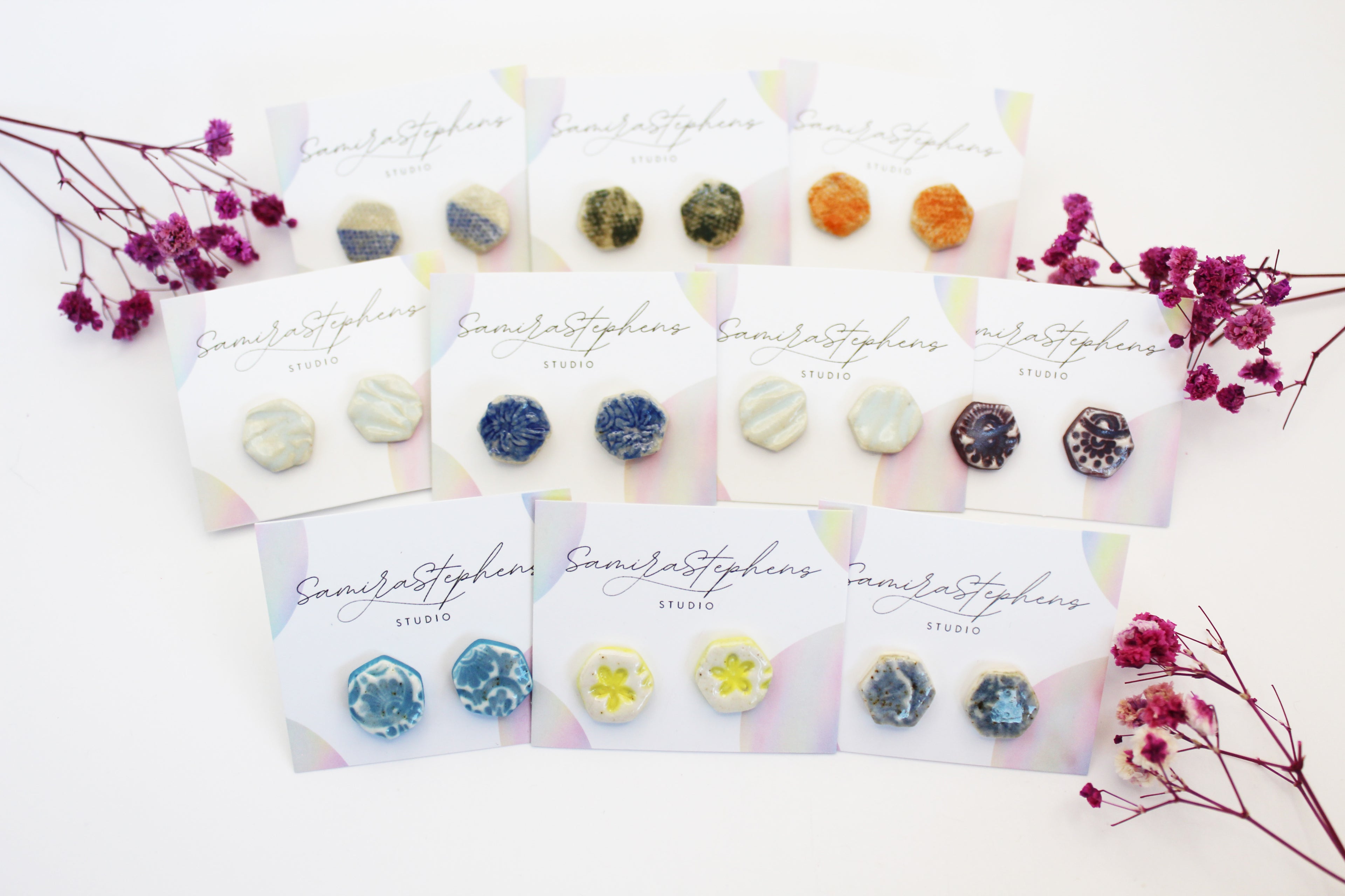 Rosanna Hexagon Ceramic Studs