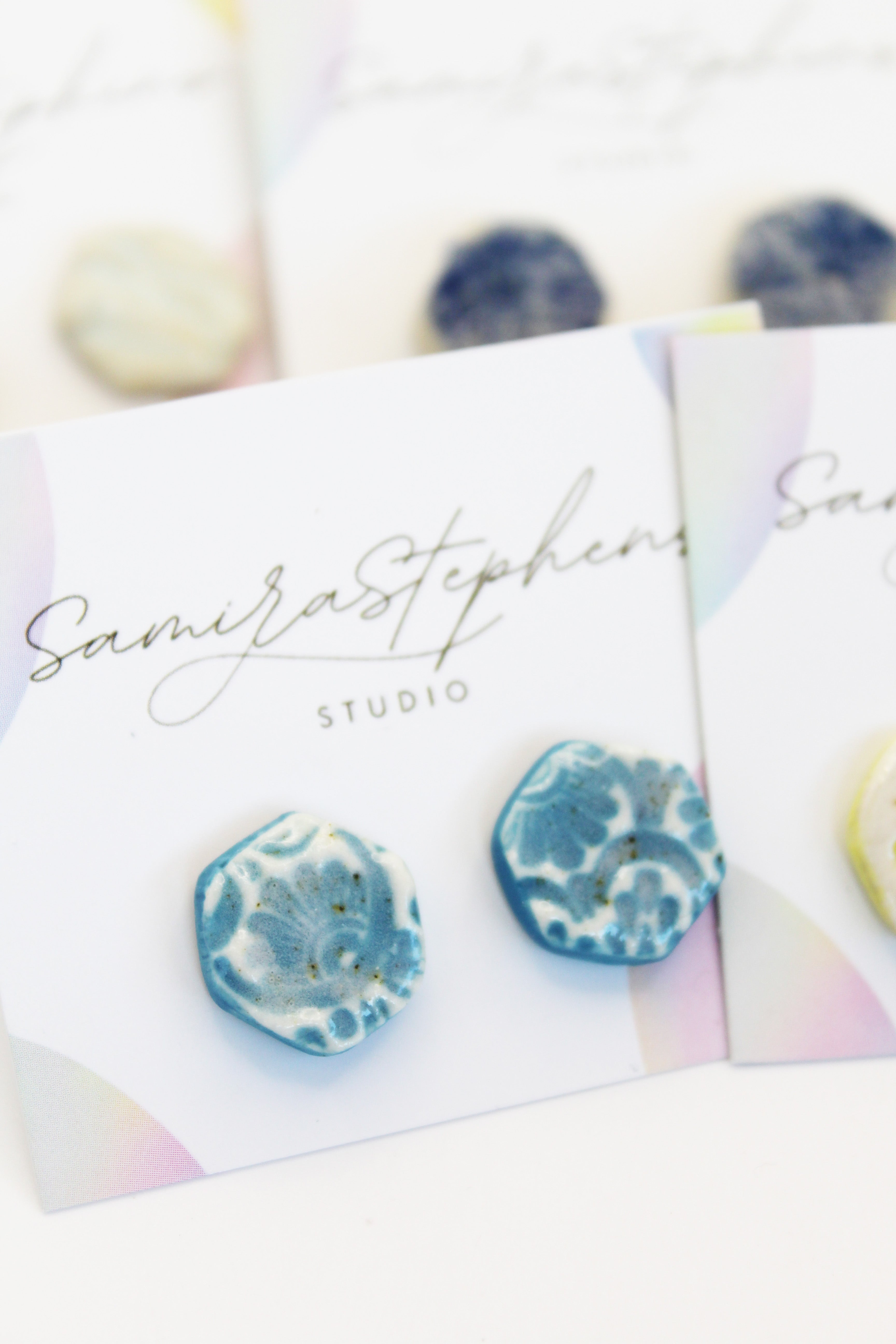 Rosanna Hexagon Ceramic Studs