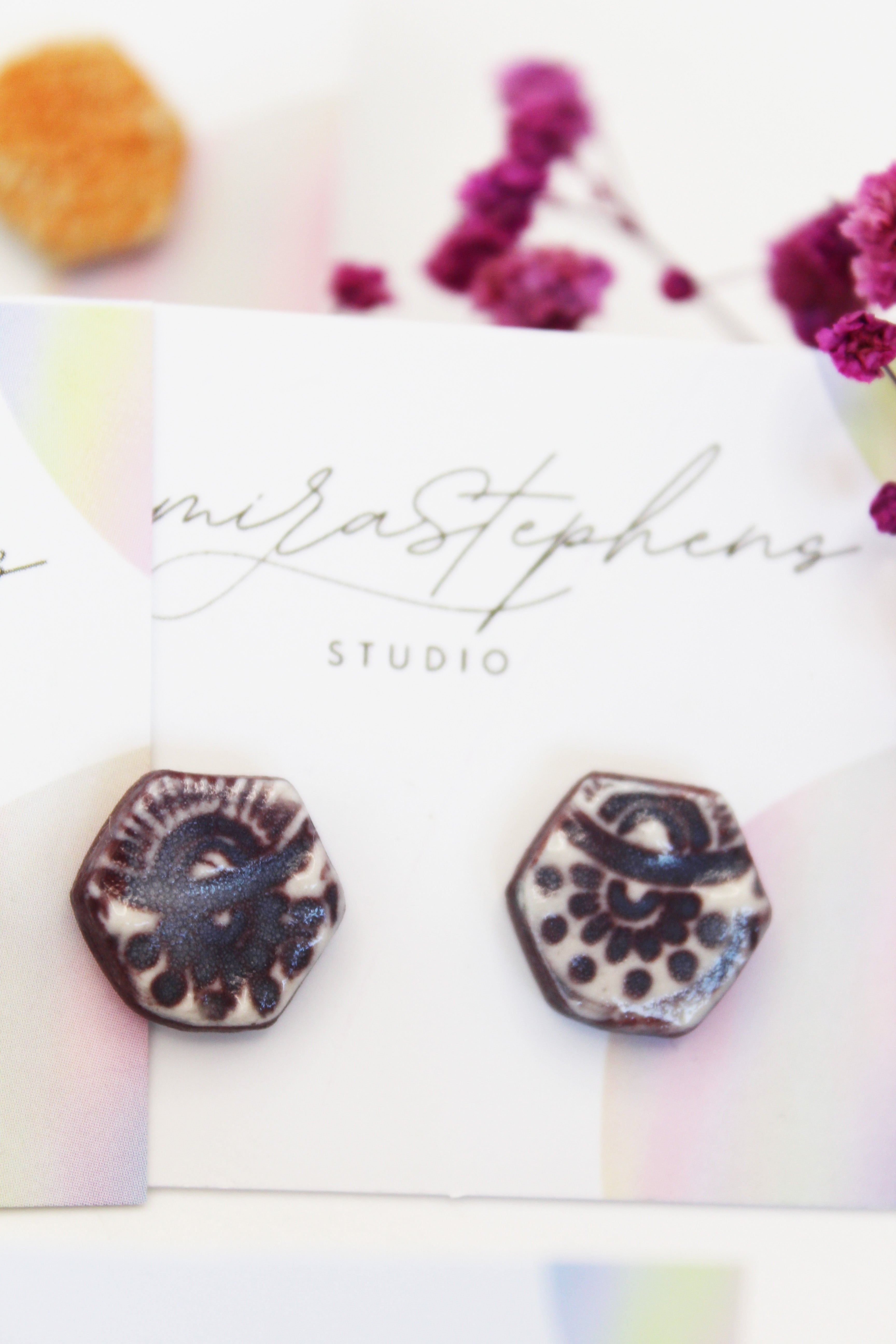 Rosanna Hexagon Ceramic Studs