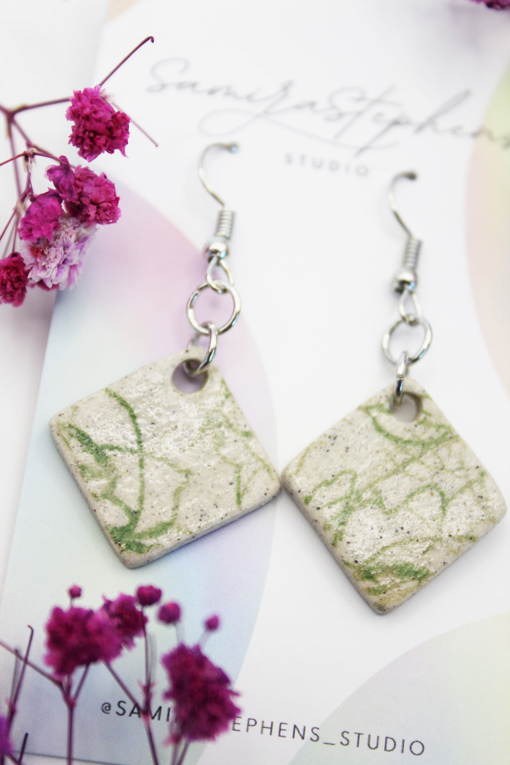Aria Ceramic Speckle Square Earrings
