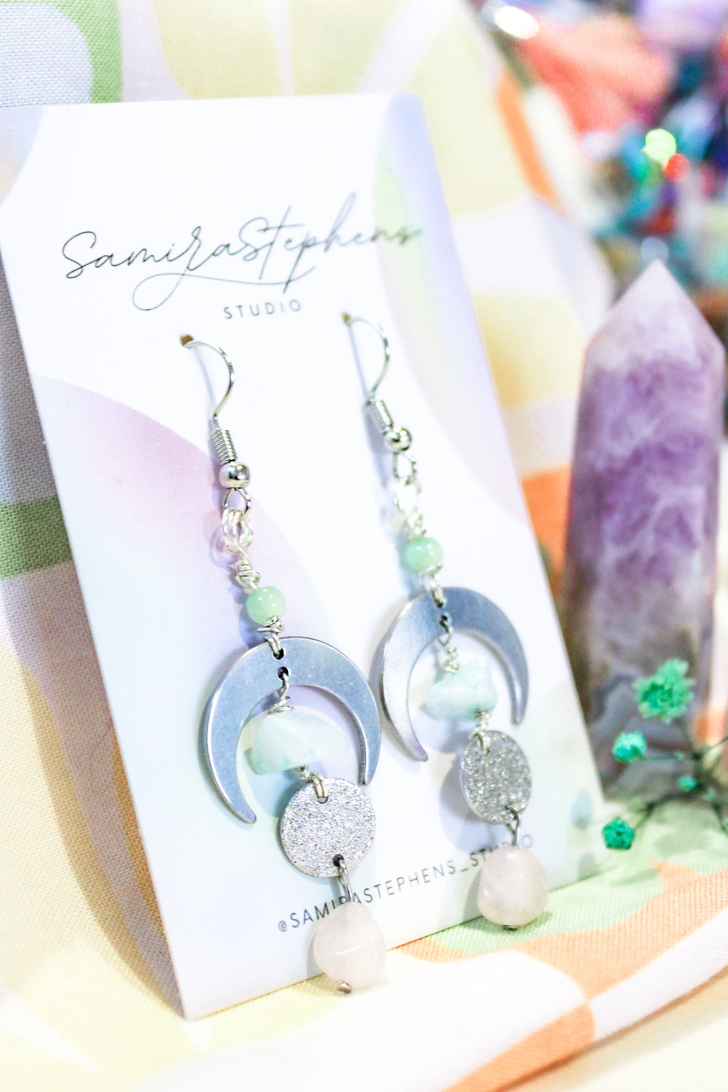 Asteria Celestial Drop Earrings in Silver
