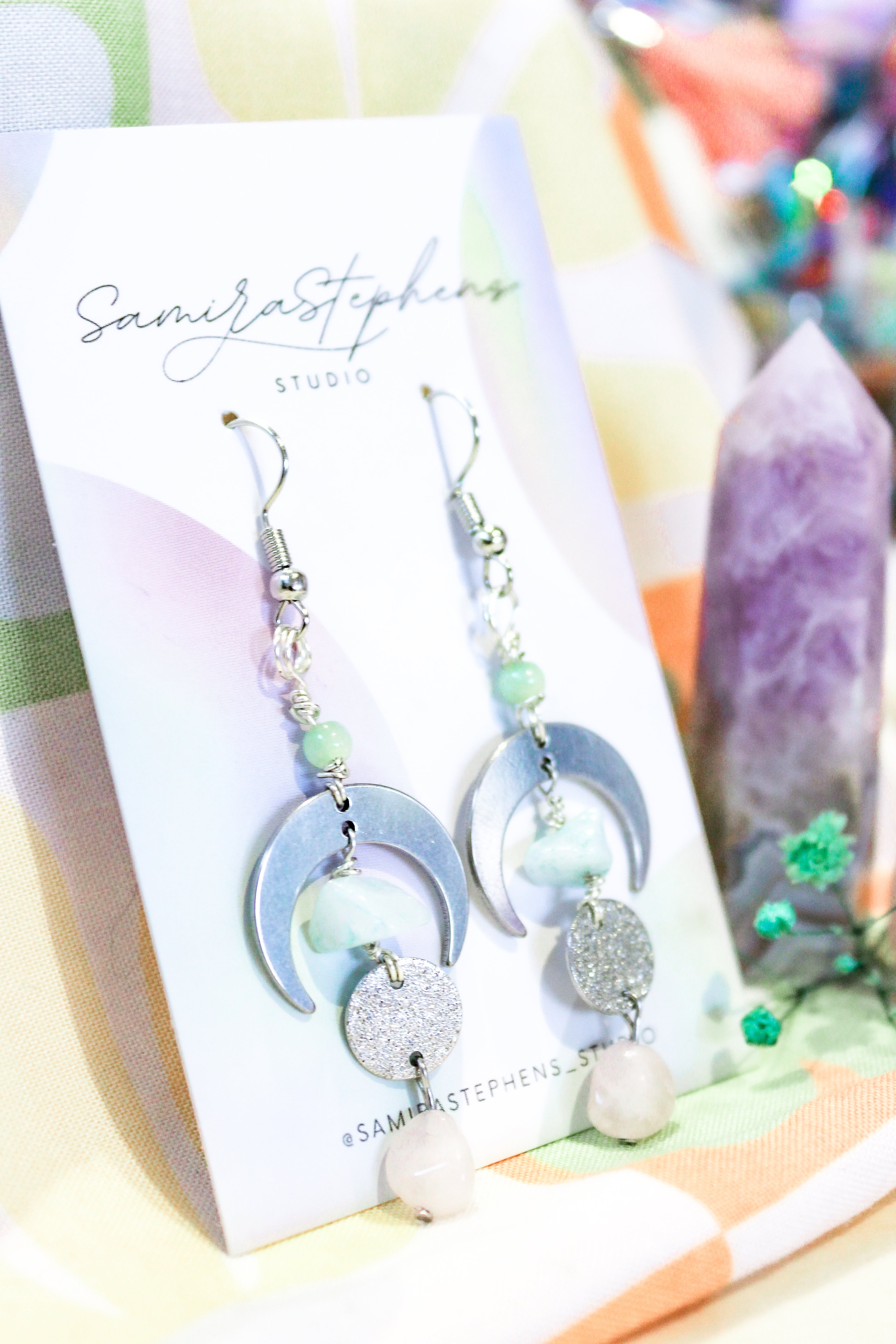 Asteria Celestial Drop Earrings in Silver