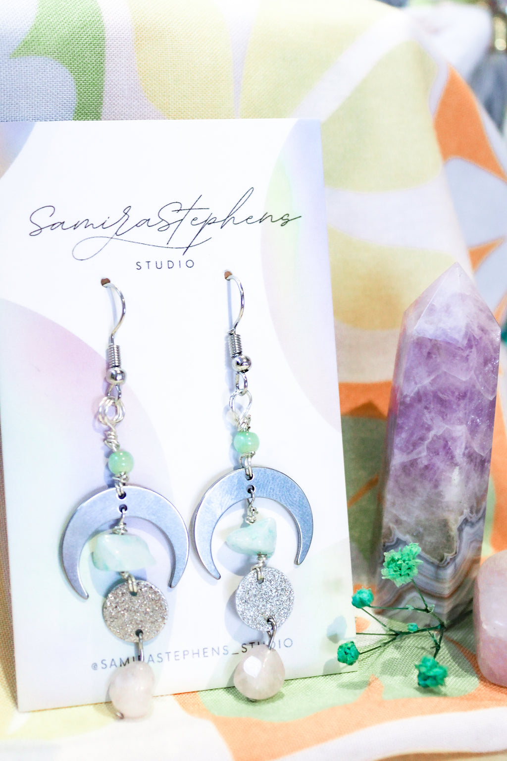 Asteria Celestial Drop Earrings in Silver