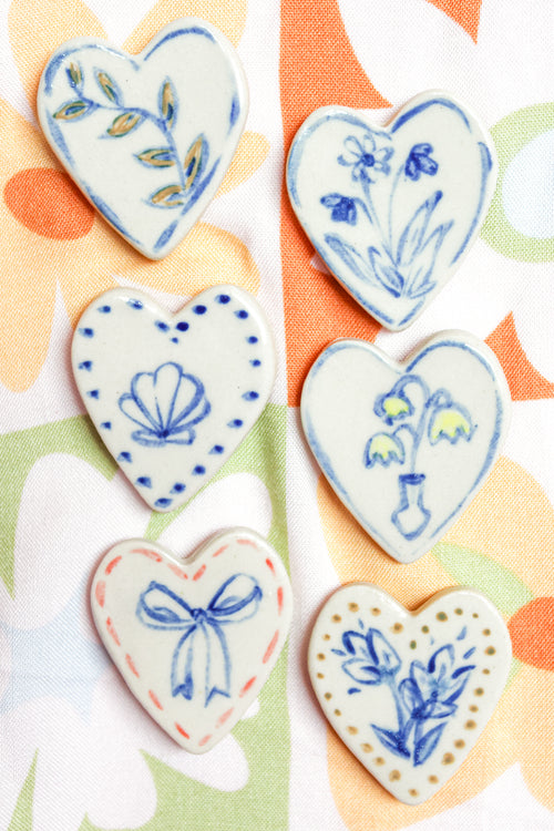 Amara Large Heart Ceramic Magnet in Bloom
