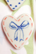 Amara Large Heart Ceramic Magnet in Blue Bow