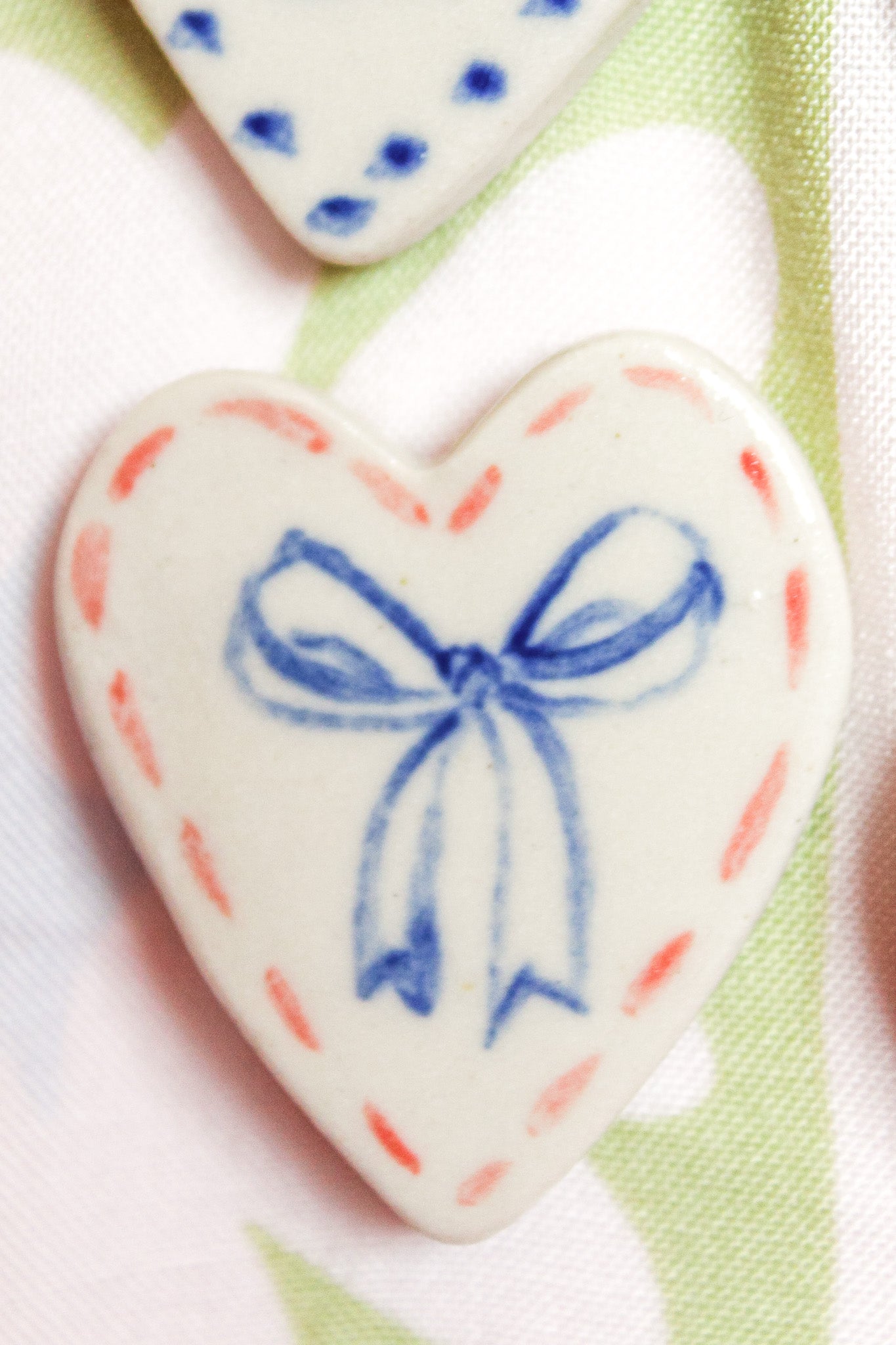 Amara Large Heart Ceramic Magnet in Blue Bow