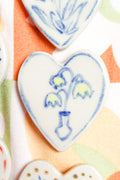 Amara Large Heart Ceramic Magnet in Blue Snowdrop