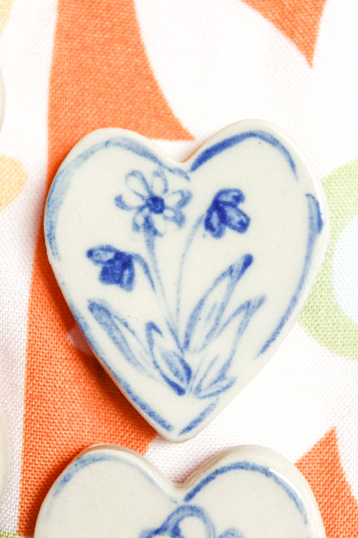 Amara Large Heart Ceramic Magnet in Blue Wildflower