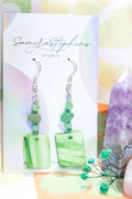 Calista Shell Drop Earrings in Green