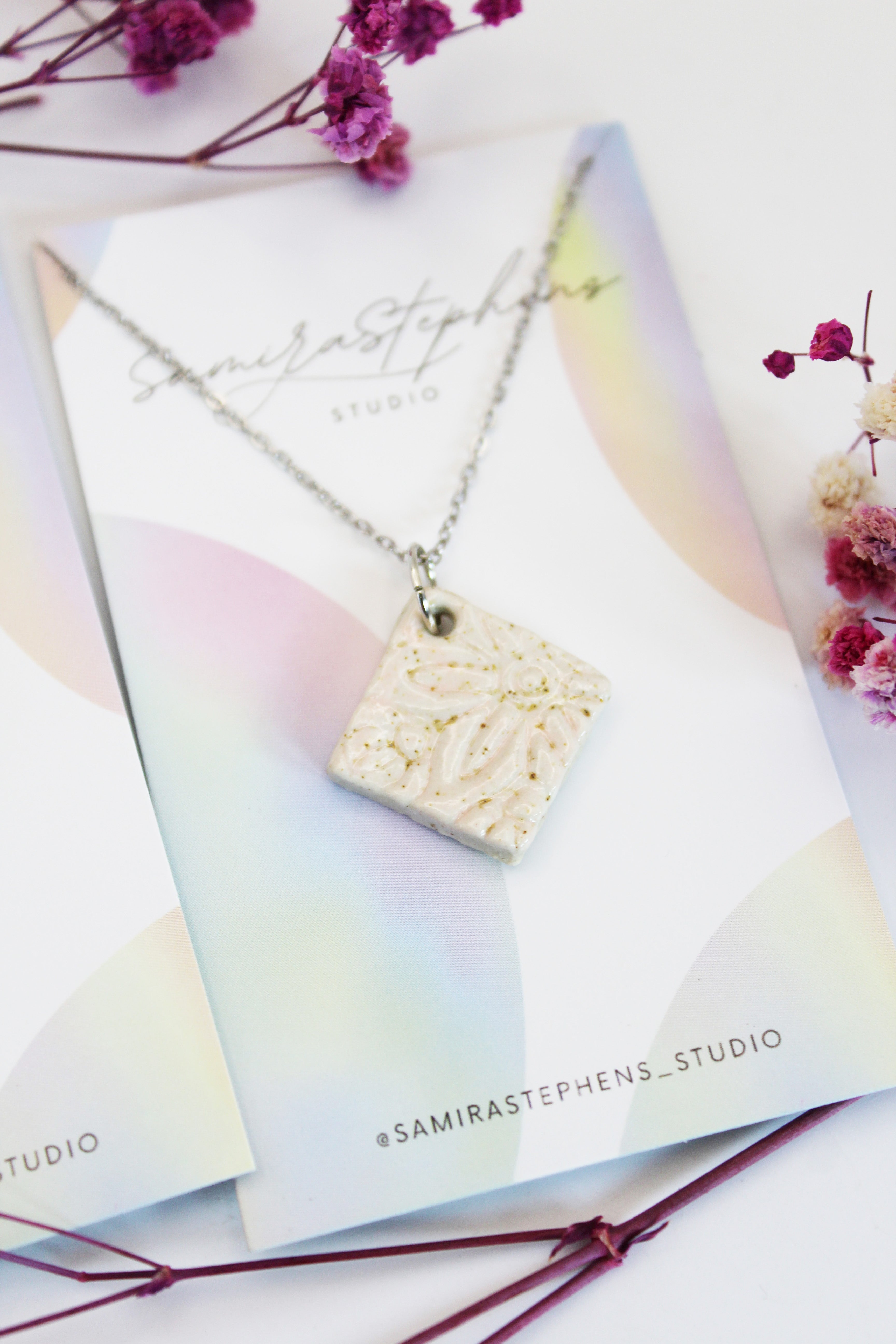 Cara Ceramic Square Necklace