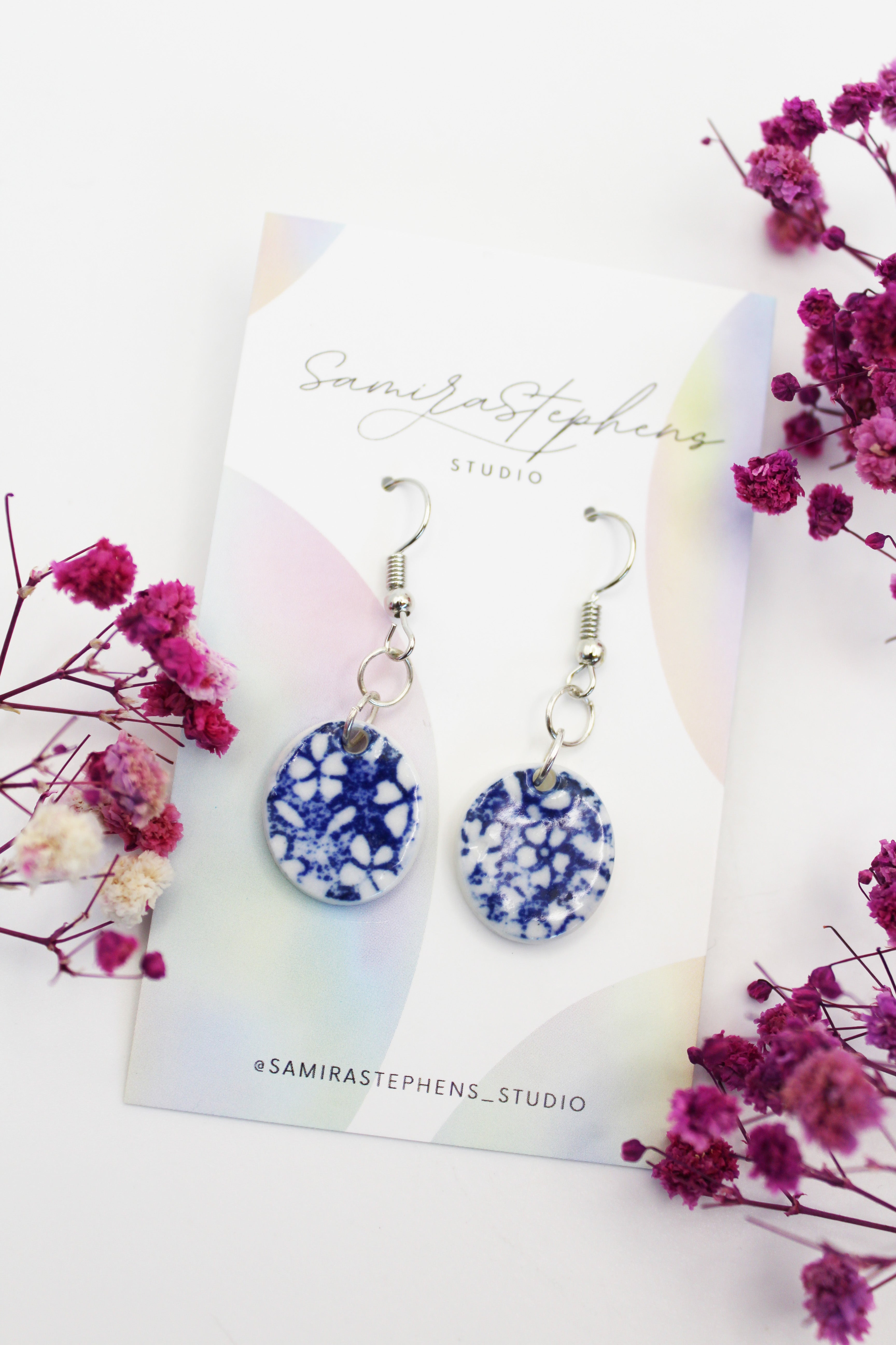 Chloe Porcelain Round Earrings