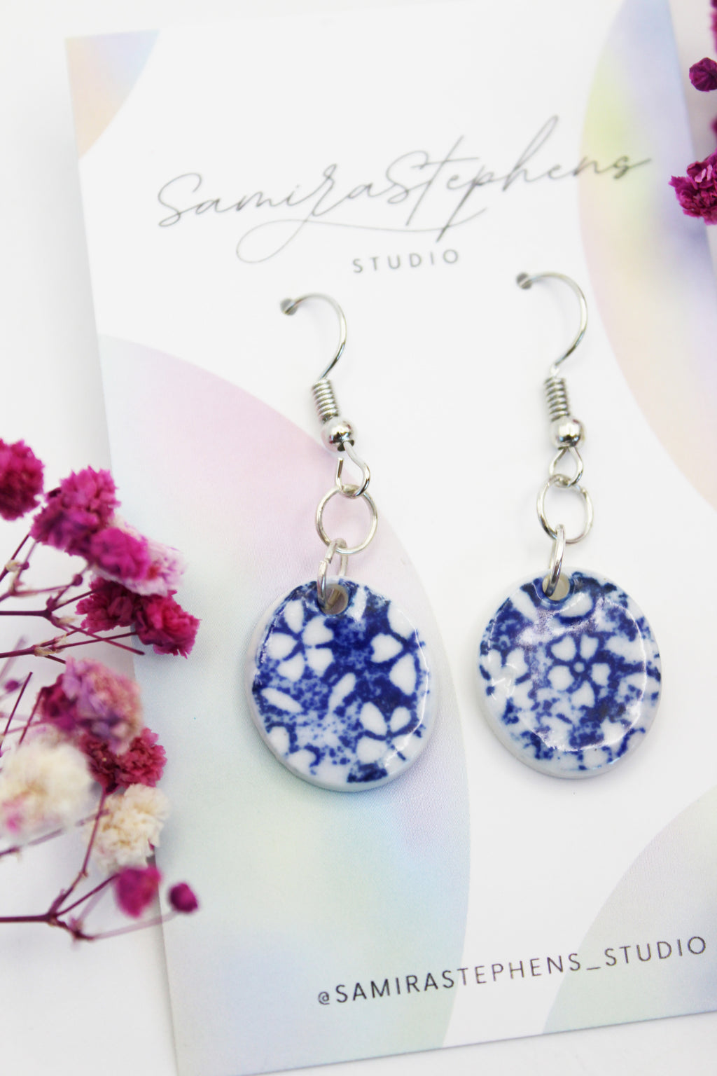 Chloe Porcelain Round Earrings