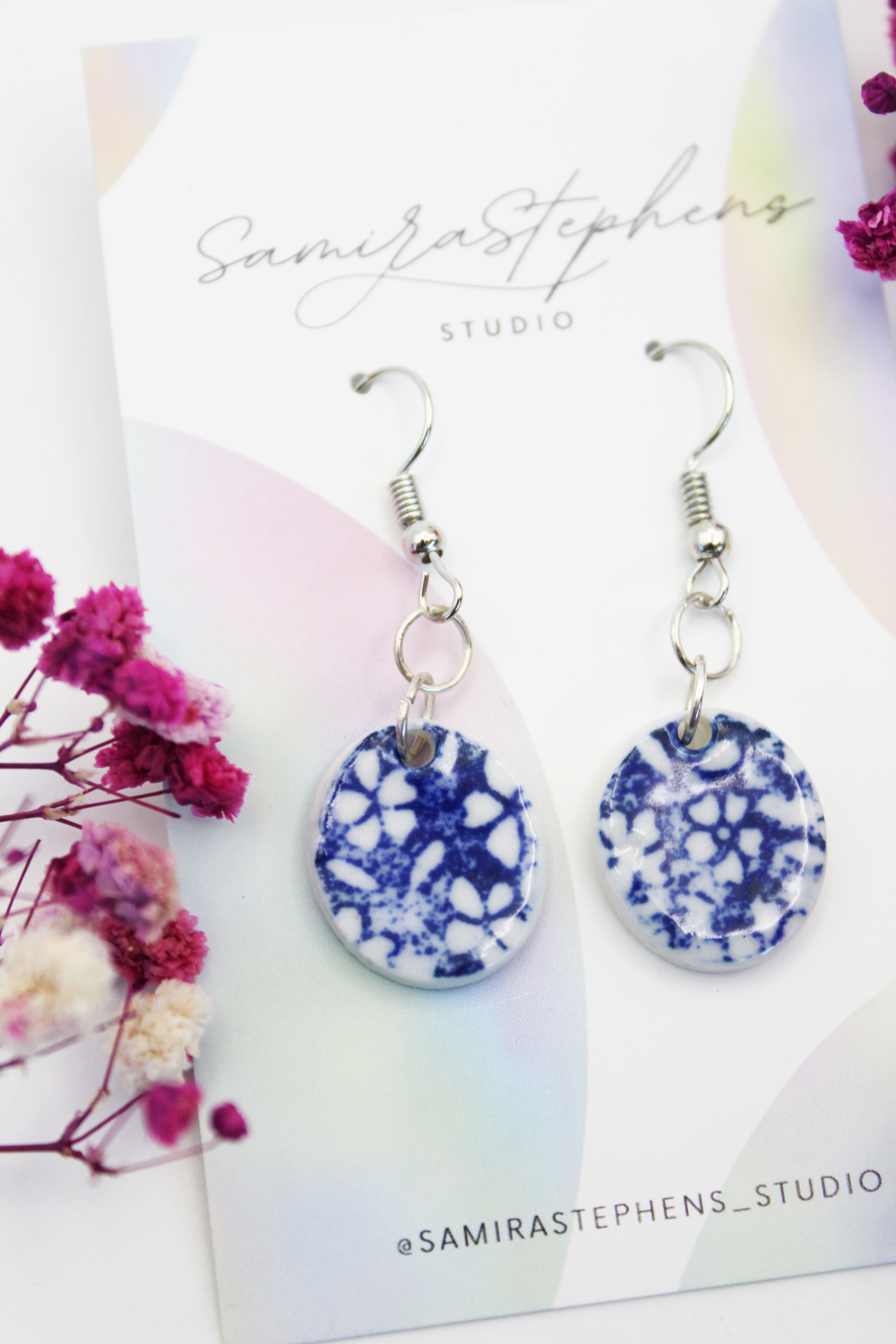 Chloe Porcelain Round Earrings