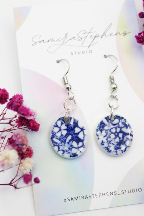 Chloe Porcelain Round Earrings