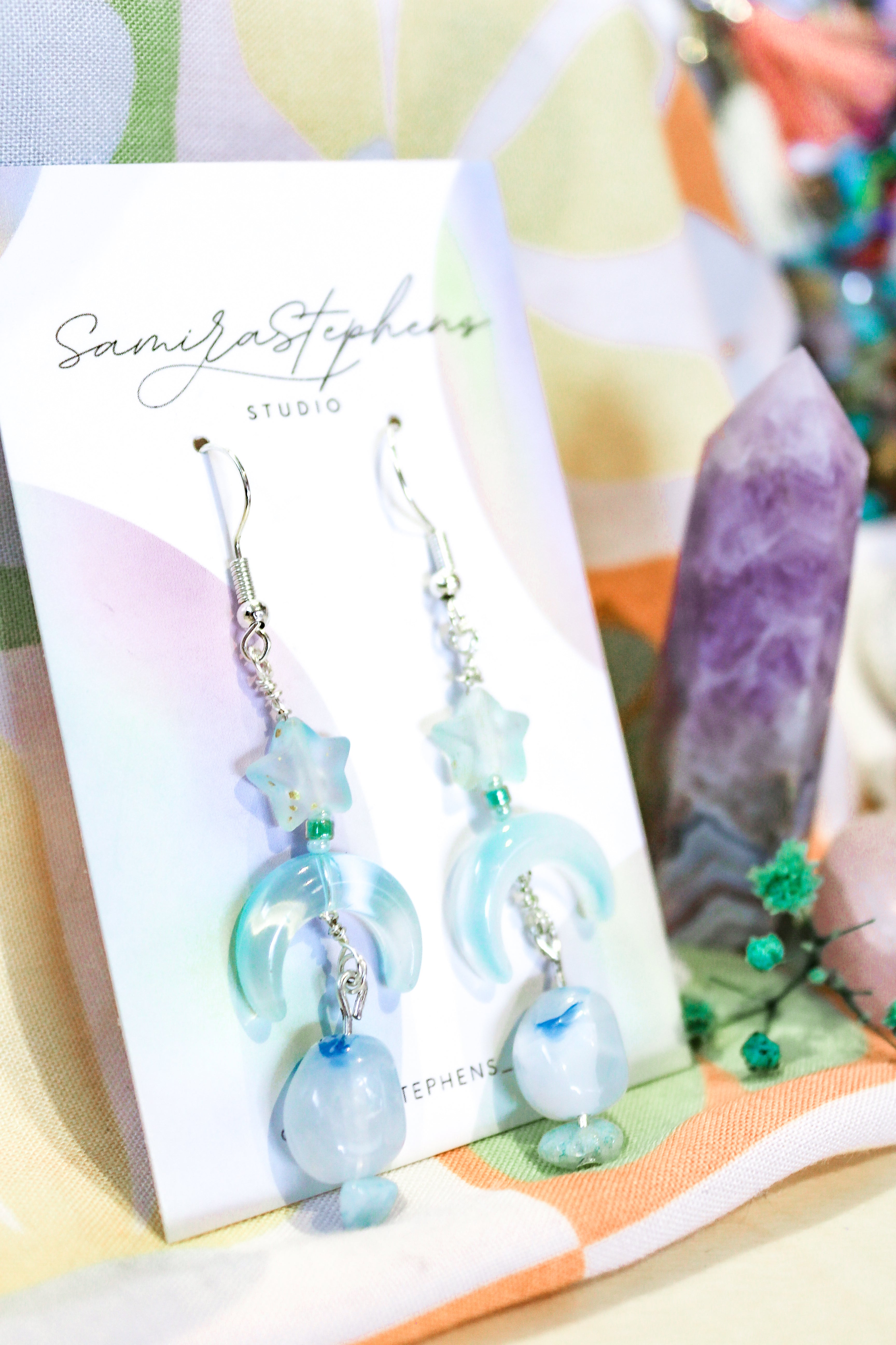 Estelle Blue Moon Earrings in Blue