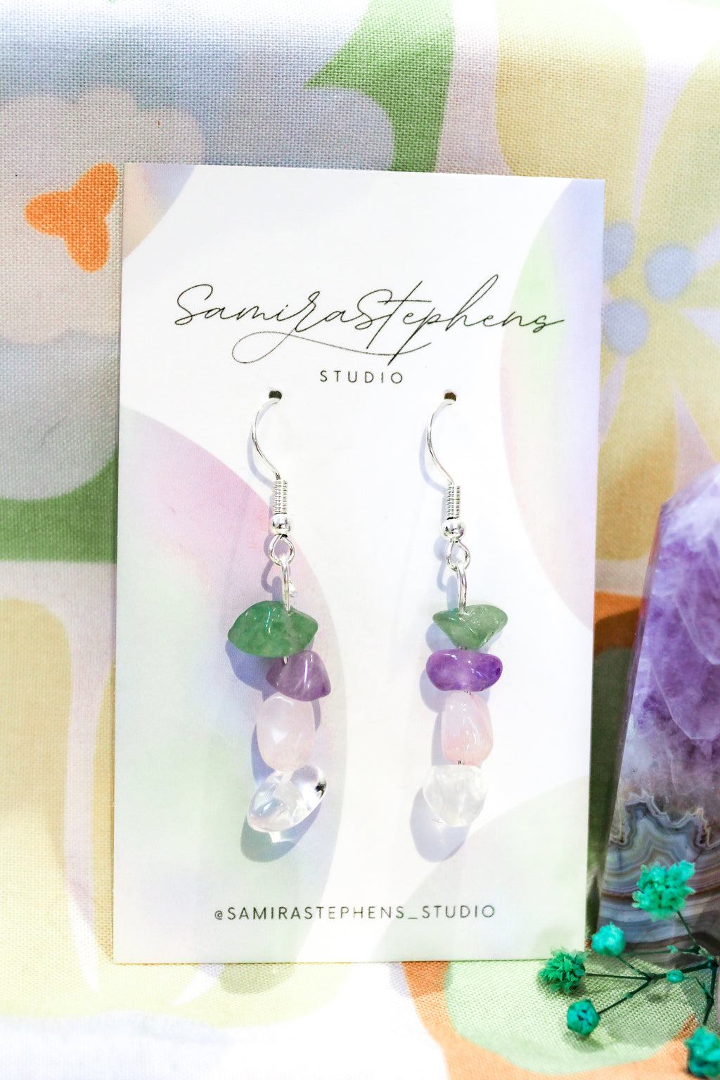 Evelina Crystal Drop Earrings in Multicolour