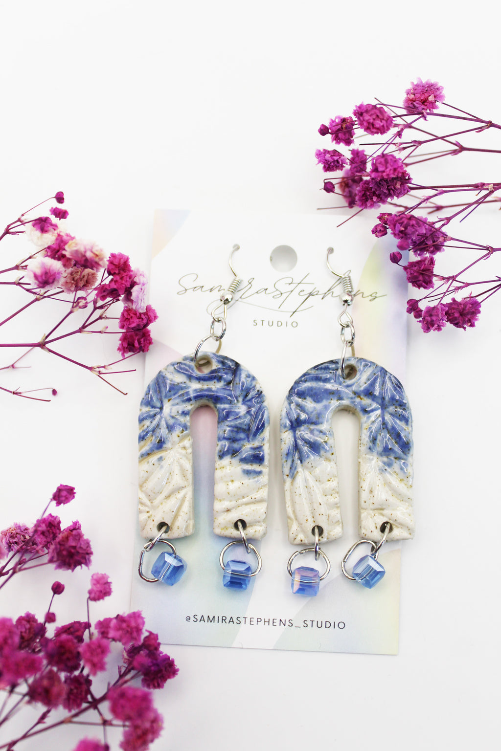 Leia Leafy Arch Ceramic Earrings