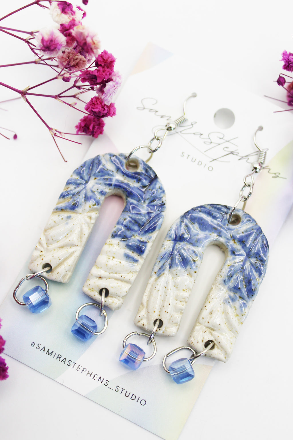 Leia Leafy Arch Ceramic Earrings