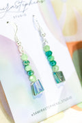 Luciana Faceted Drop Earrings in Green