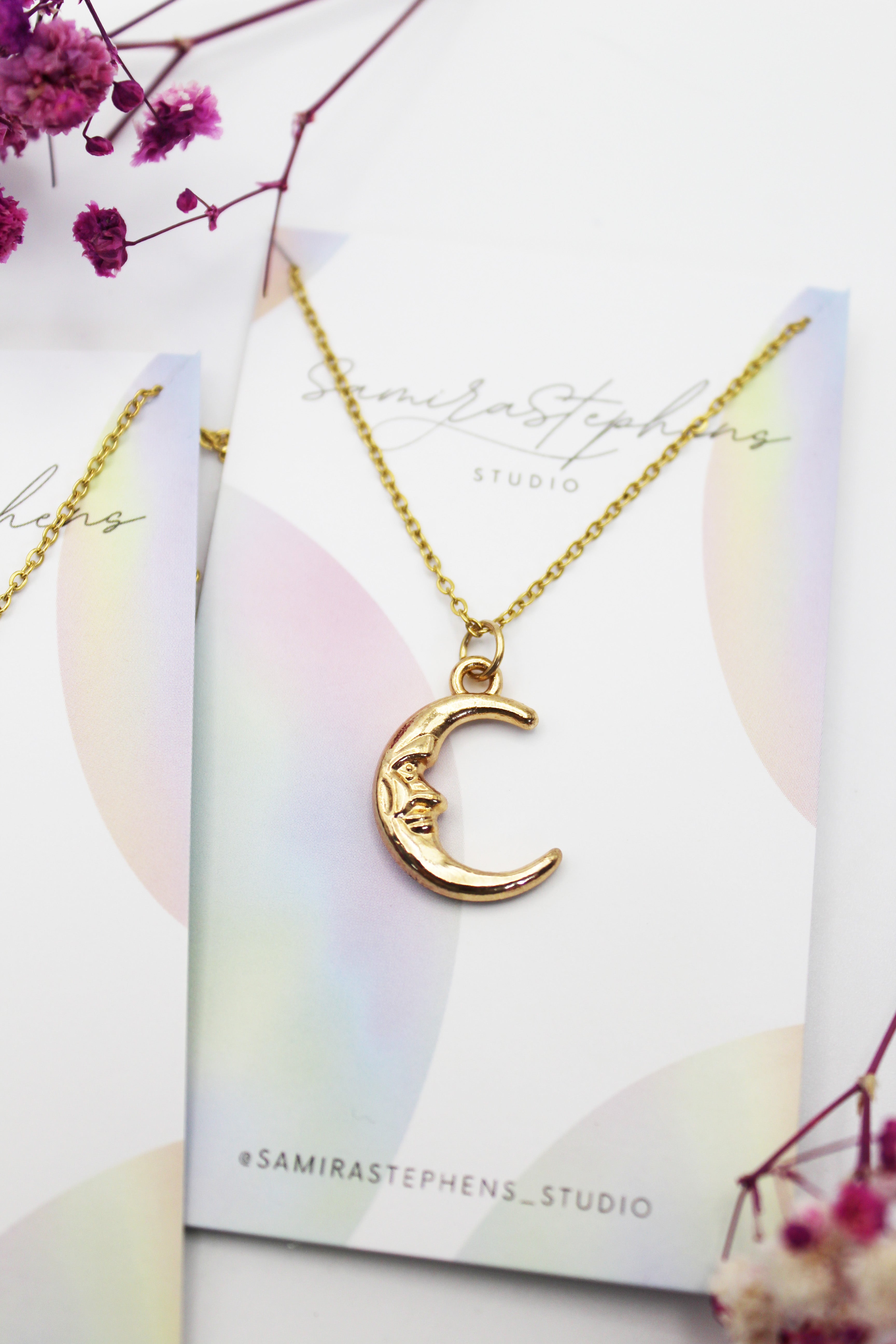 Luna Moon Necklace in Gold