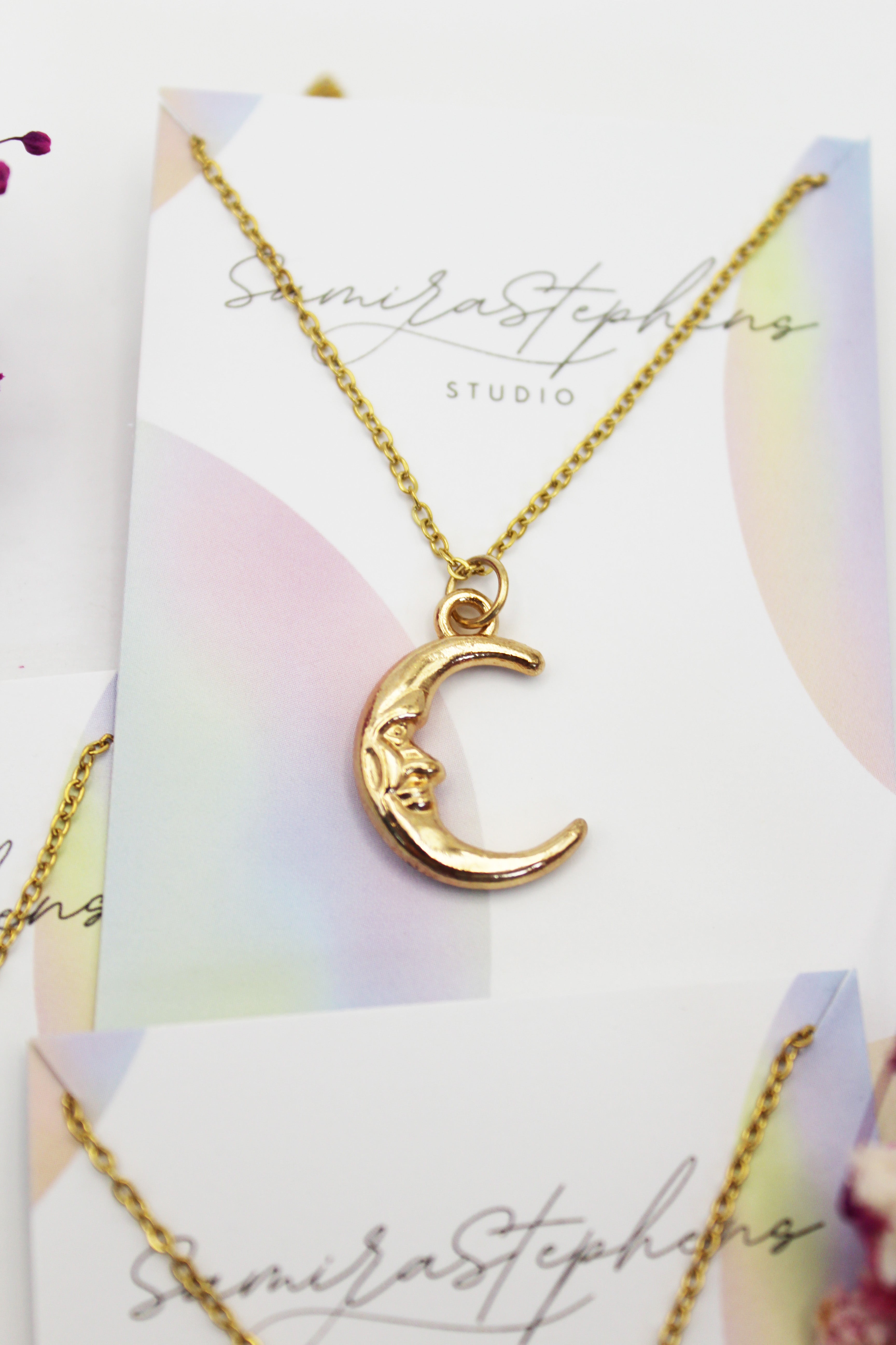 Luna Moon Necklace in Gold