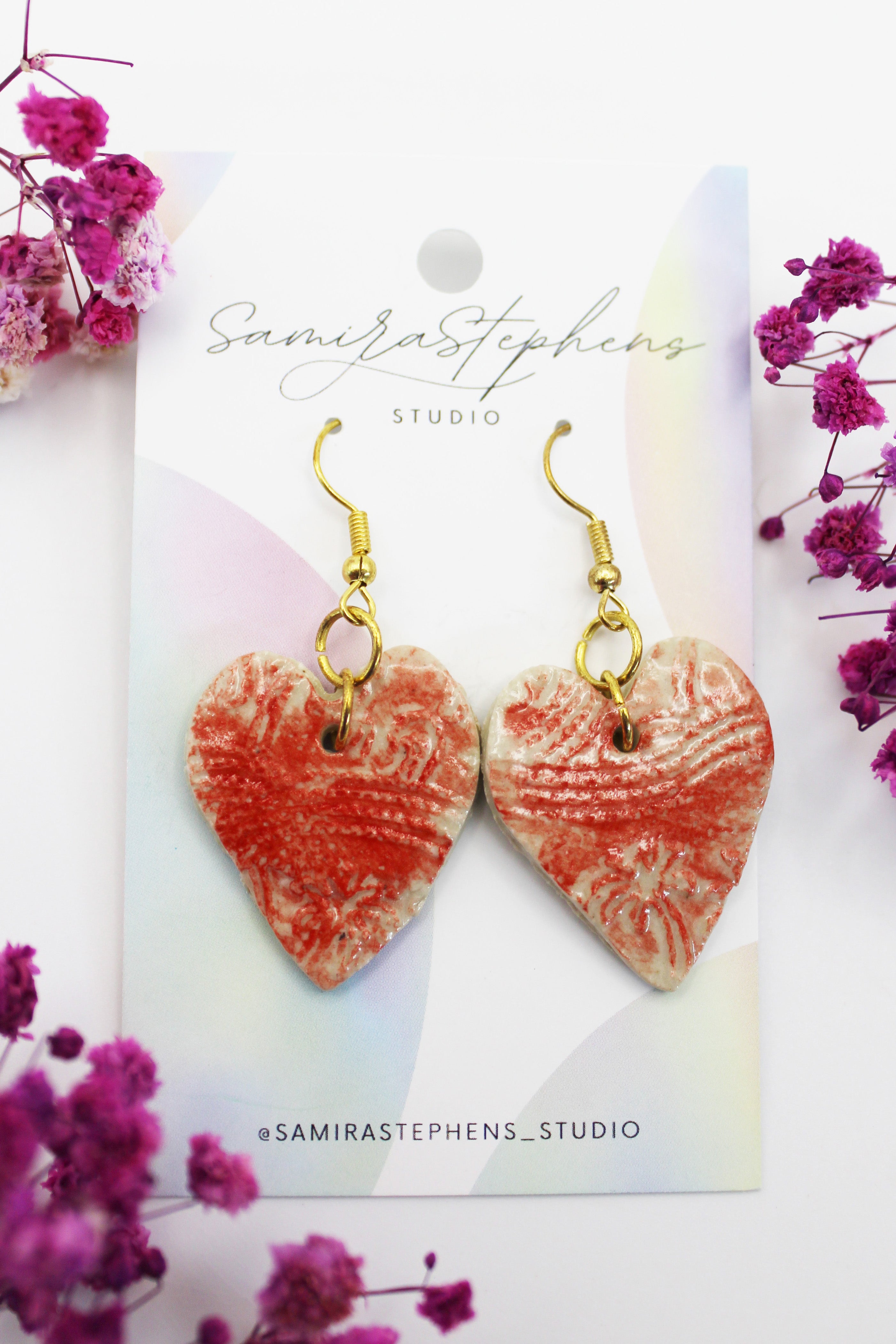 Lyra Ceramic Heart Earrings