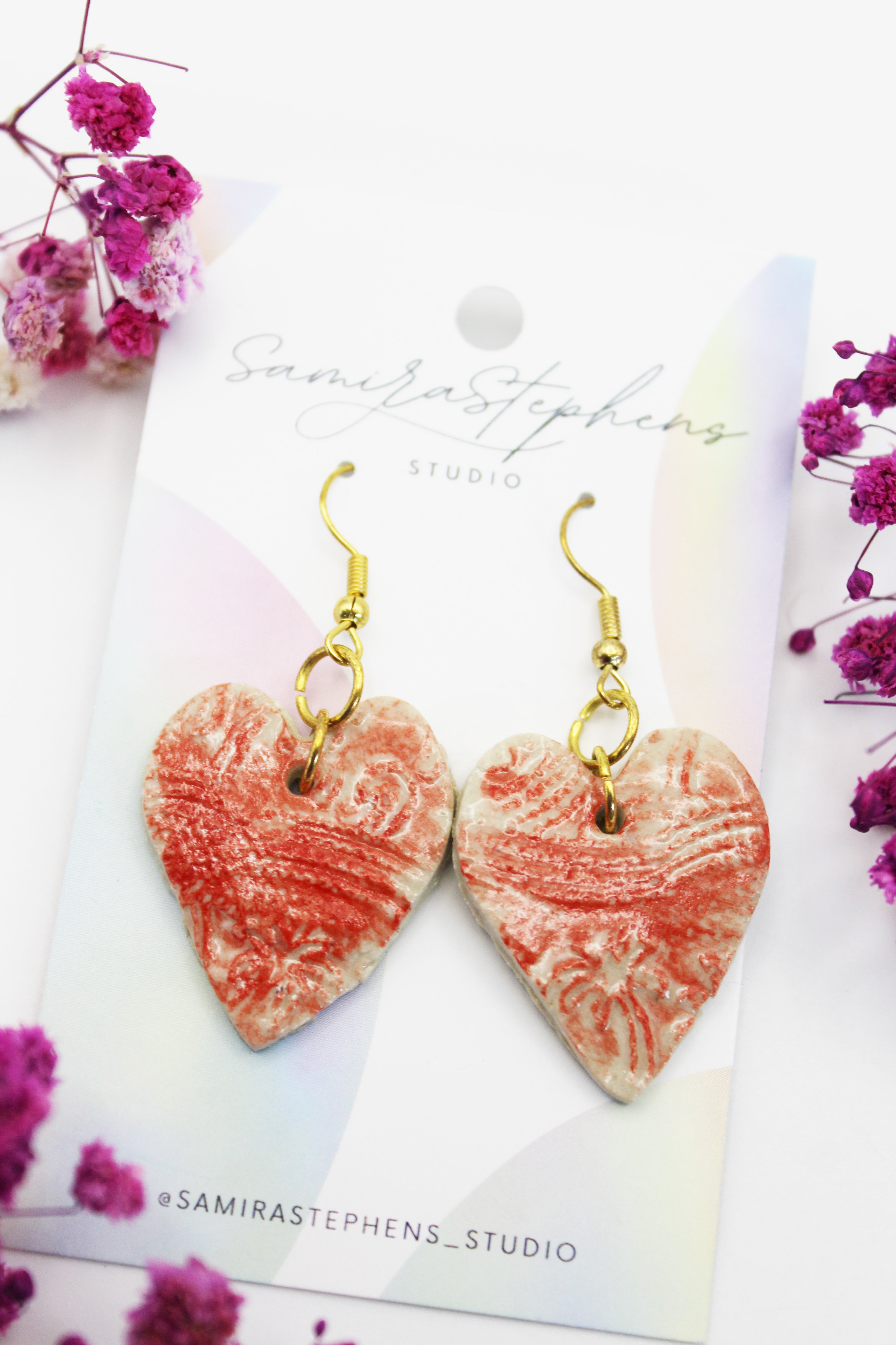 Lyra Ceramic Heart Earrings