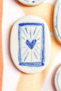 Isadora Oval Ceramic Magnet in Blue Heart