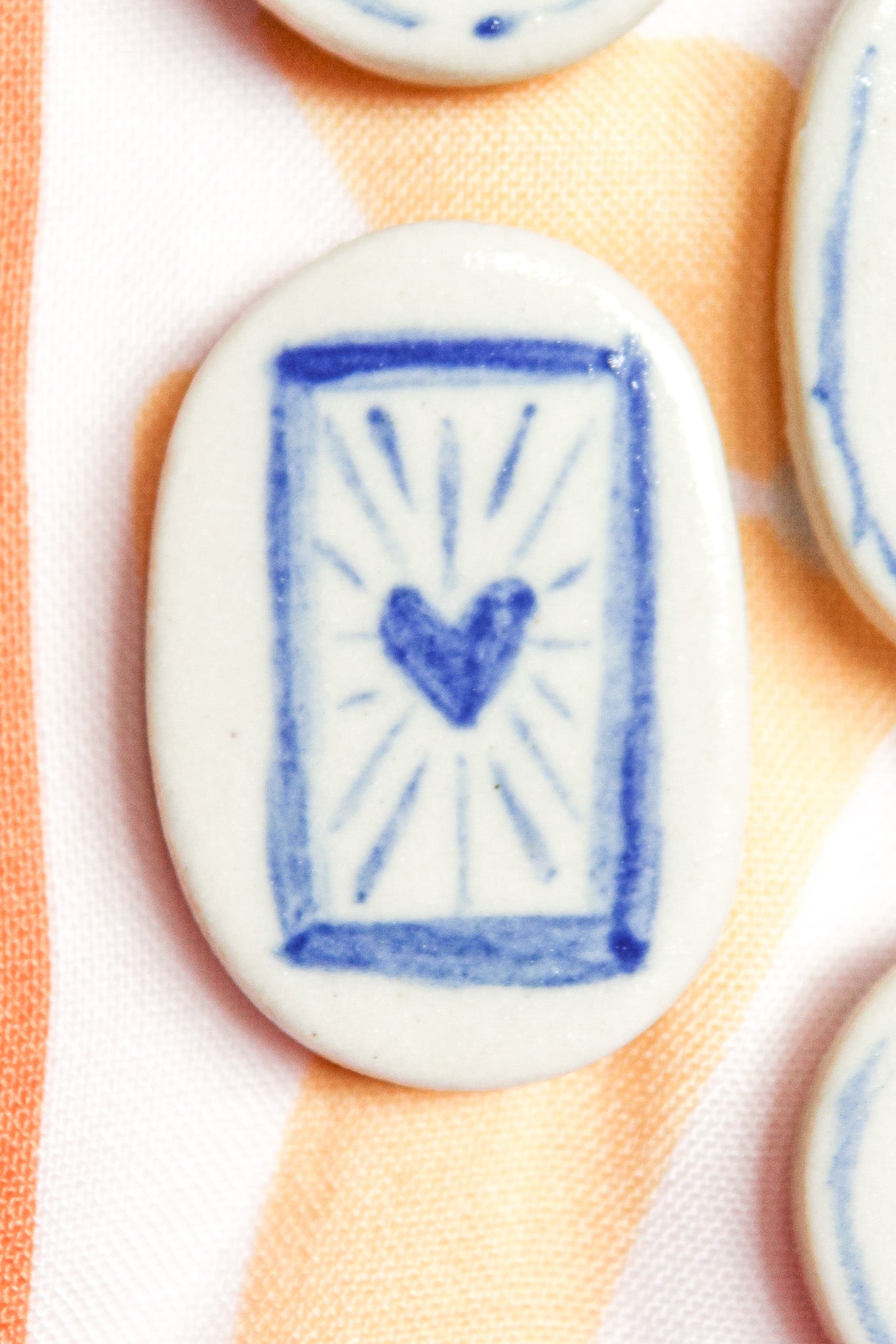 Isadora Oval Ceramic Magnet in Blue Heart