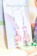 Rosalie Heart Drop Earrings in Pink