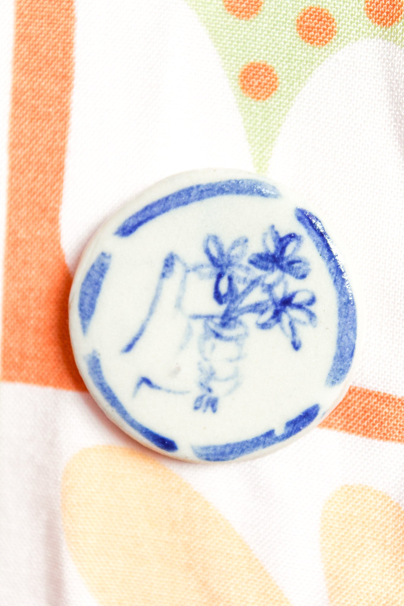 Lila Round Ceramic Magnet in Blue Cheer