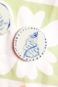Marina Round Ceramic Magnet in Blue Seashell