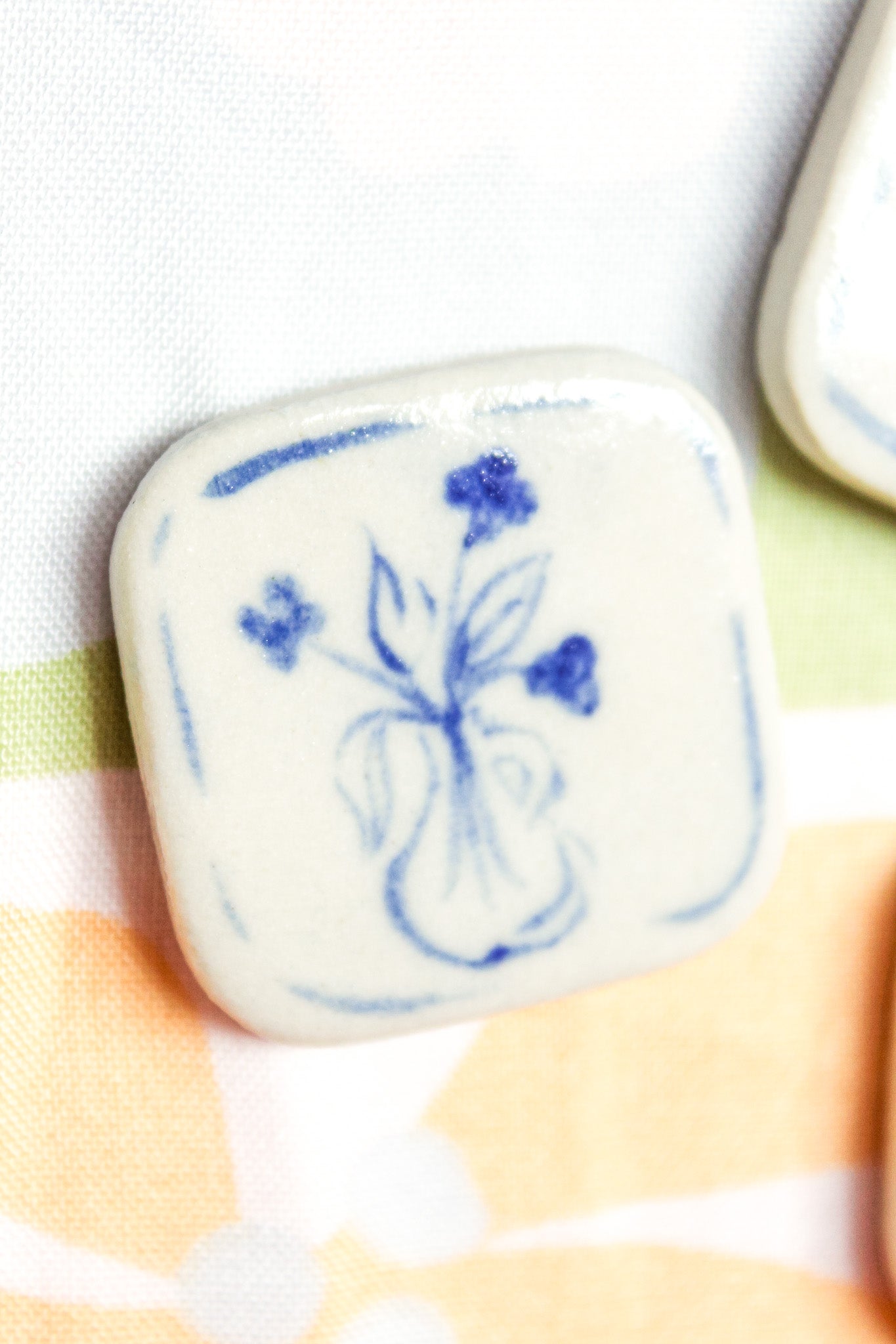 Emilia Rounded Square Ceramic Magnet in Blue Vase