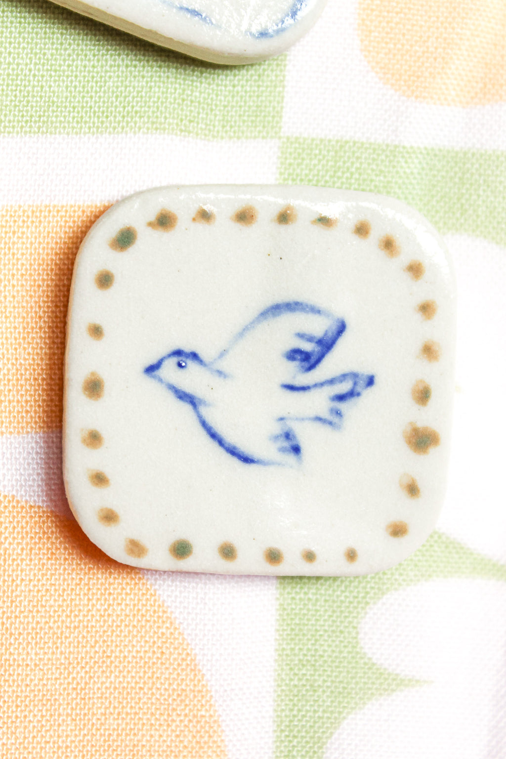 Emilia Rounded Square Ceramic Magnet in Blue Bird