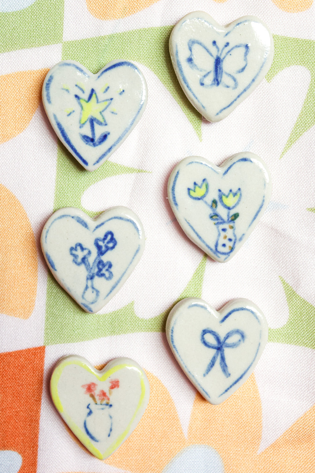 Lottie Small Heart Ceramic Magnet in Blue Vase