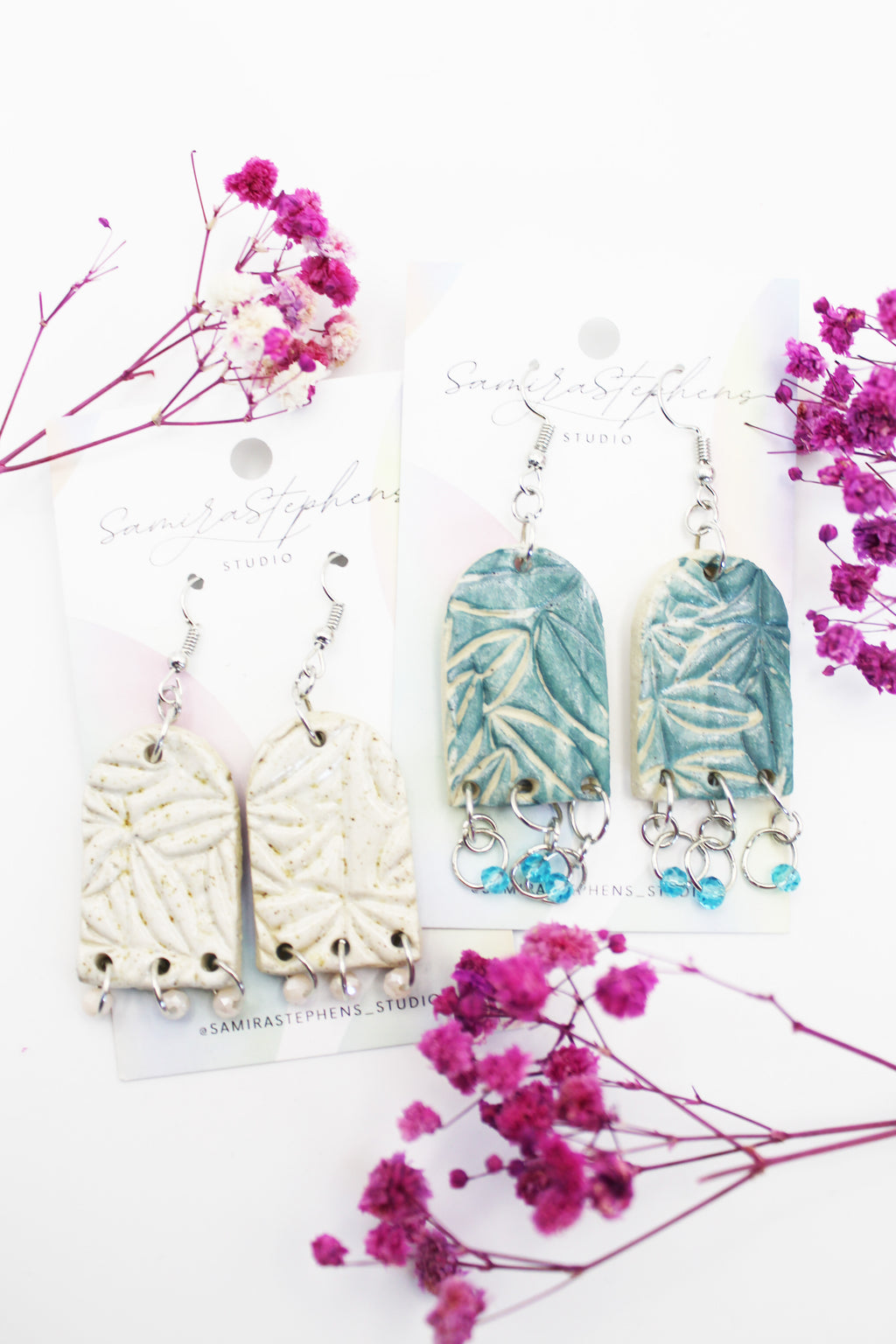 Yuki Leafy Arch Ceramic Earrings
