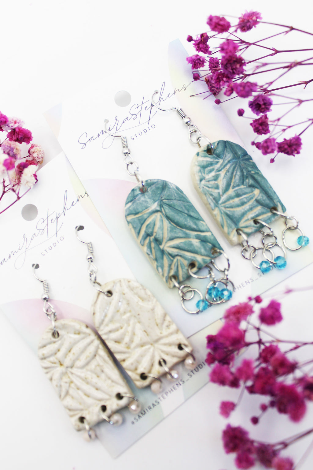 Yuki Leafy Arch Ceramic Earrings