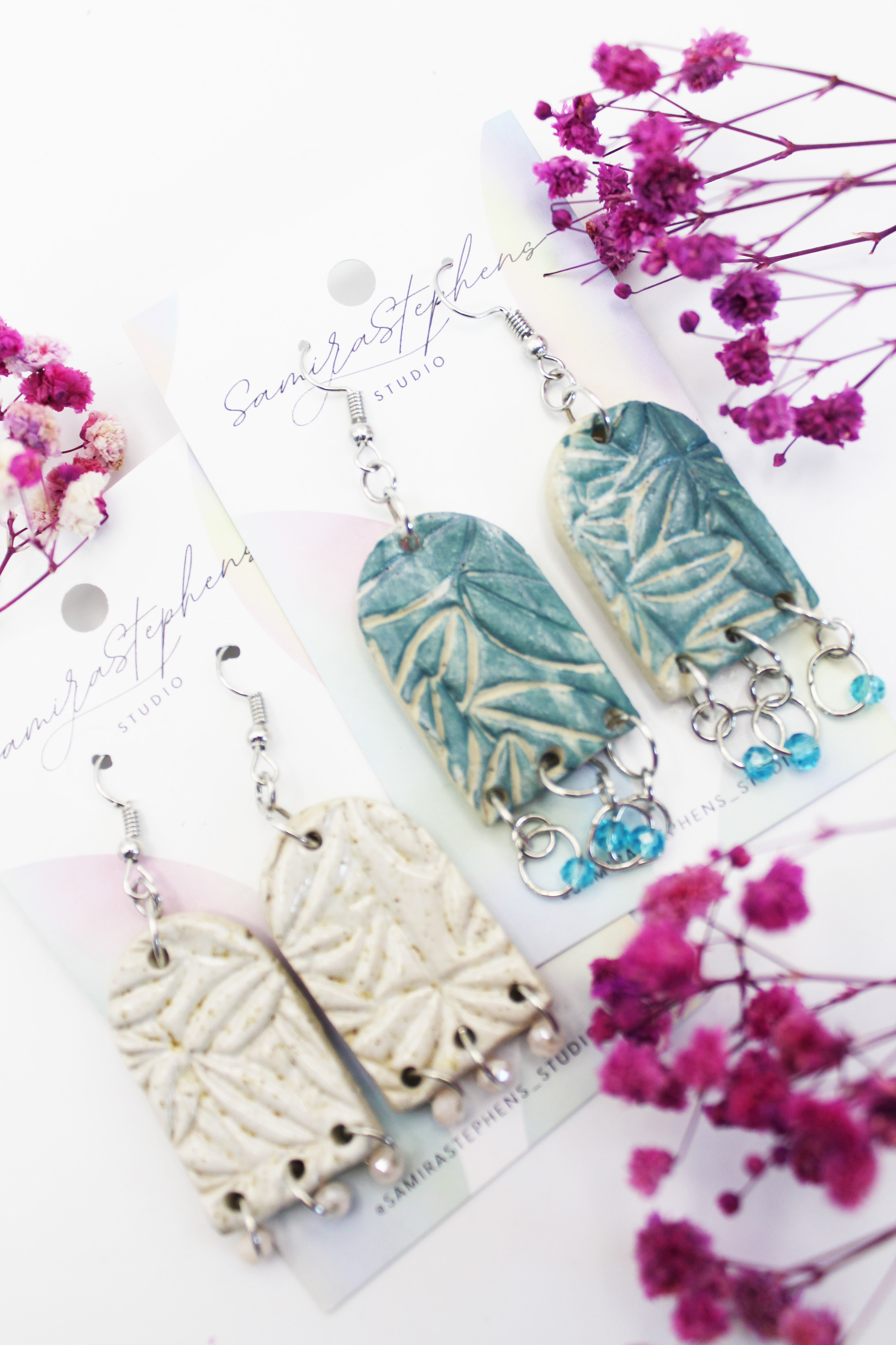 Yuki Leafy Arch Ceramic Earrings